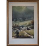 P Ashby - a watercolour view of a farm