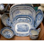 Various 19th century blue and white transfer painted pottery