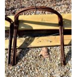 Ten weathered steel curved garden plant frames, approx 55 cm x 55 cm