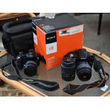 A boxed Sony Alpha 230 SLR camera