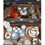 Silver plated wares, china and glass, etc.