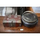 Chinese brass hand-warmer and trinket box