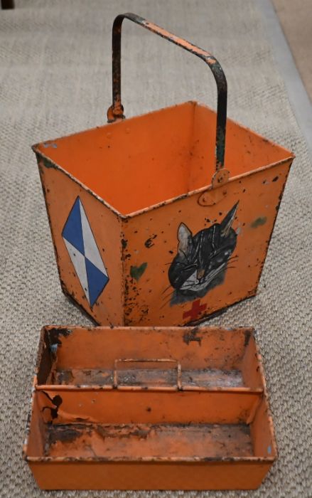 Vintage painted metal 'Red Cross' bucket and fuel can - Image 2 of 2