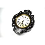 Dechaux - a French mother of pearl inlaid ebonised twin train wall clock