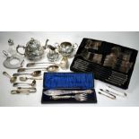 Oddments of silver, EPNS Kings Pattern cutlery ,etc.