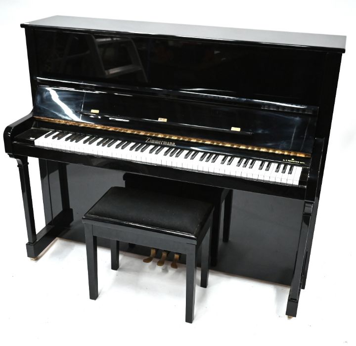 C Bechstein, Berlin, a Zimmermann gloss black upright piano - Image 10 of 11