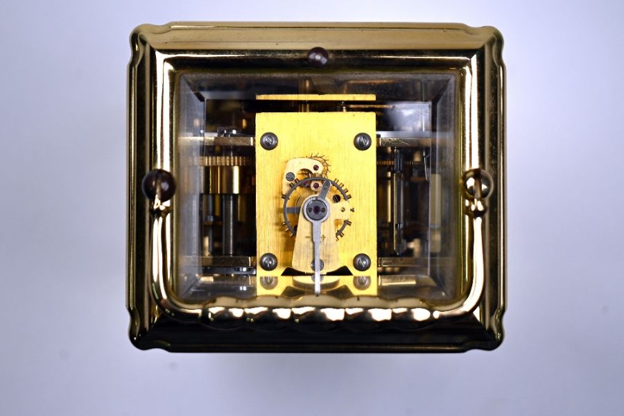 L'Epee, a contemporary French lacquered brass calendar carriage clock - Image 7 of 7