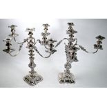 Large pair of silver plated candelabra