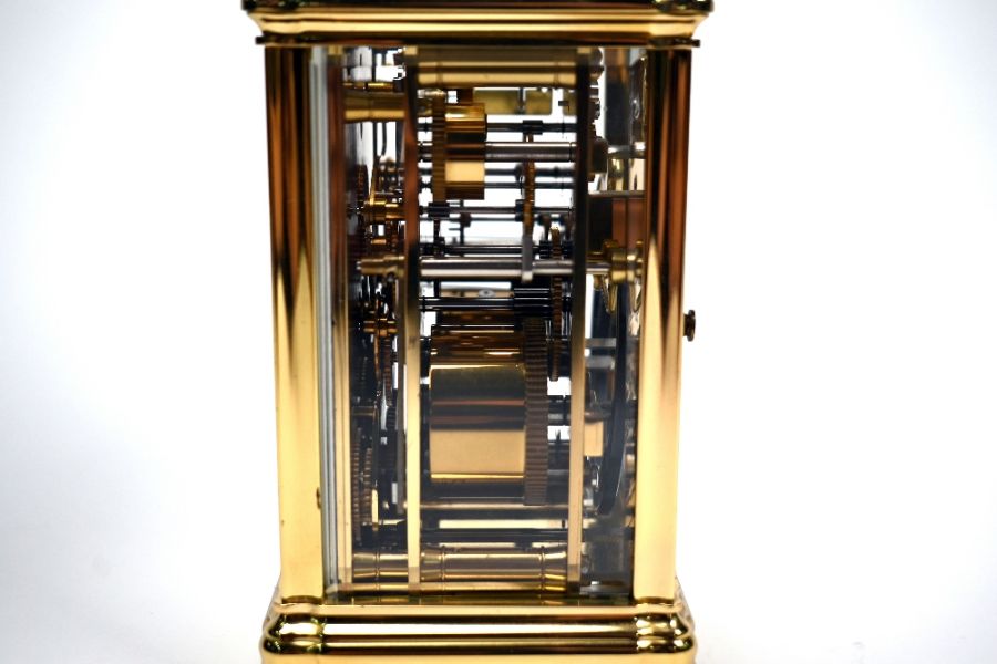 L'Epee, a contemporary French lacquered brass calendar carriage clock - Image 5 of 7