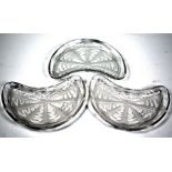 Three Lalique 'Pissenlit' (Dandelion) crescent dishes