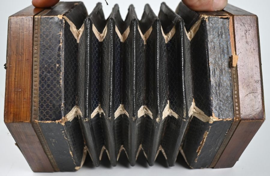 A Victorian stained wood hexagonal concertina - Image 6 of 7