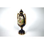 A Vienna blue and gilt baluster vase and cover