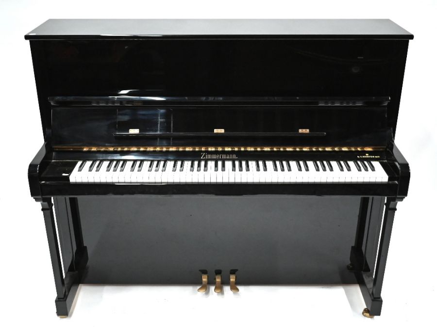 C Bechstein, Berlin, a Zimmermann gloss black upright piano - Image 2 of 11