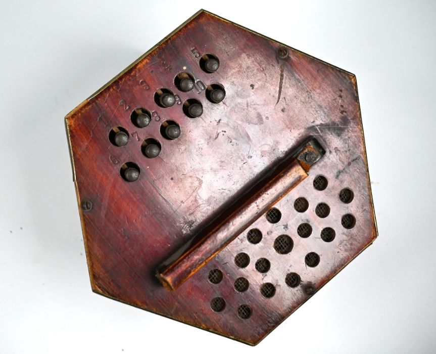 A Victorian stained wood hexagonal concertina - Image 7 of 7