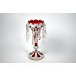 A 19th century Bohemian overlaid cranberry and white lustre vase