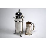 Silver sugar caster and tot-measure