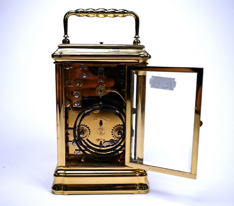 L'Epee, a contemporary French lacquered brass calendar carriage clock - Image 6 of 7