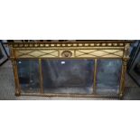 A George III giltwood and composite framed tri-plate over mantel mirror