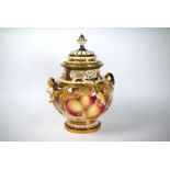 A Royal Worcester two-handled globular vase and cover