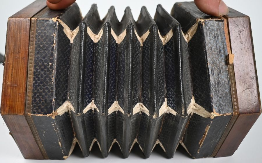 A Victorian stained wood hexagonal concertina - Image 5 of 7