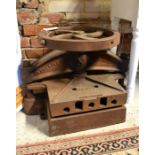 An antique cast iron book press with wheel adjuster