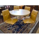 Retro 1970s dining set comprising circular table and four chairs