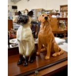 Beswick Siamese cat and Labrador dog