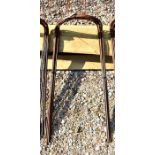 Ten weathered steel curved garden plant frames, approx 90 cm h x 42 cm w