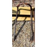 Ten weathered steel curved garden plant frames, approx 90 cm h x 42 cm w