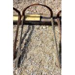 Ten weathered steel curved garden plant frames, approx 95 cm h x 37 cm w