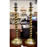 Pair of brass twist-stem candlesticks
