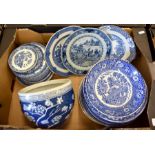 Blue and white painted and printed Asian ceramics