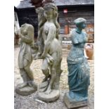 Three reconstituted weathered stone classical figures