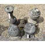 Pair of gatepost finials and pedestal components