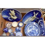 Collection of Asian and European blue and white ceramics