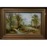 Victorian ceramic plaque painted with William Yale landscape