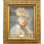 A 19th century pastel portrait of a young lady