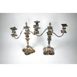 Large silver plated four-branch candelabrum