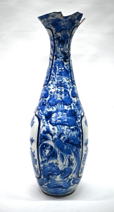 A large 19th century Japanese Arita blue and white floor vase - Image 3 of 4