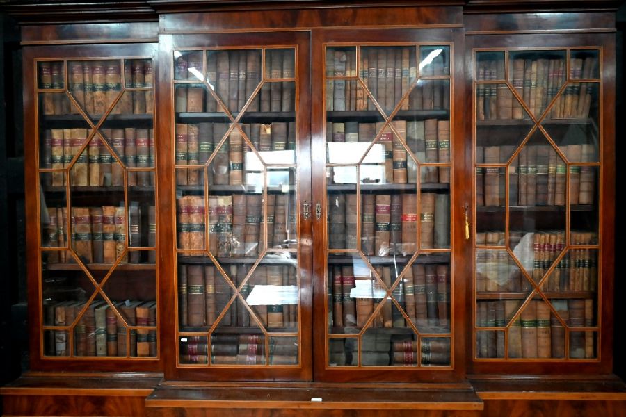 A Victorian and later composed satinwood breakfront library bookcase - Image 2 of 2