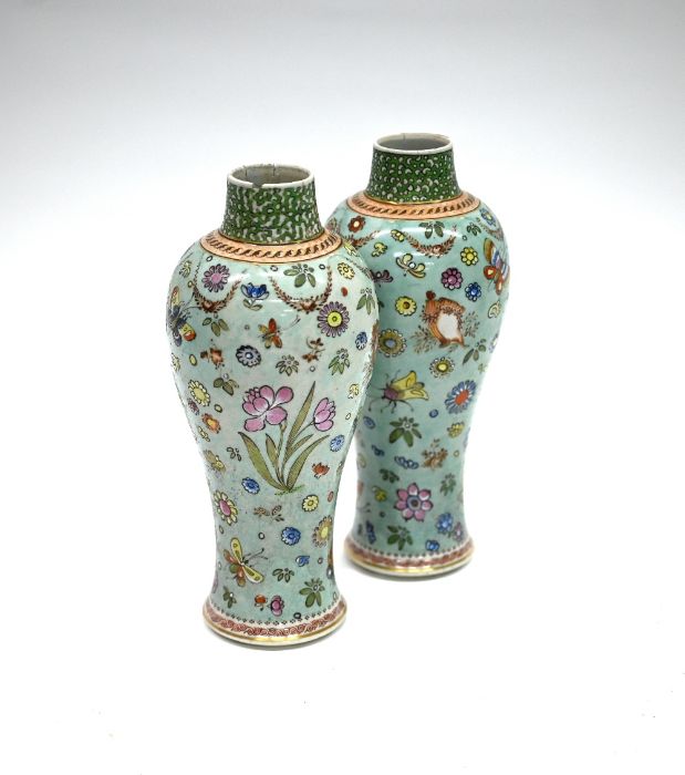 A pair of 18th century Chinese baluster vases, Qianlong period, Qing dynasty