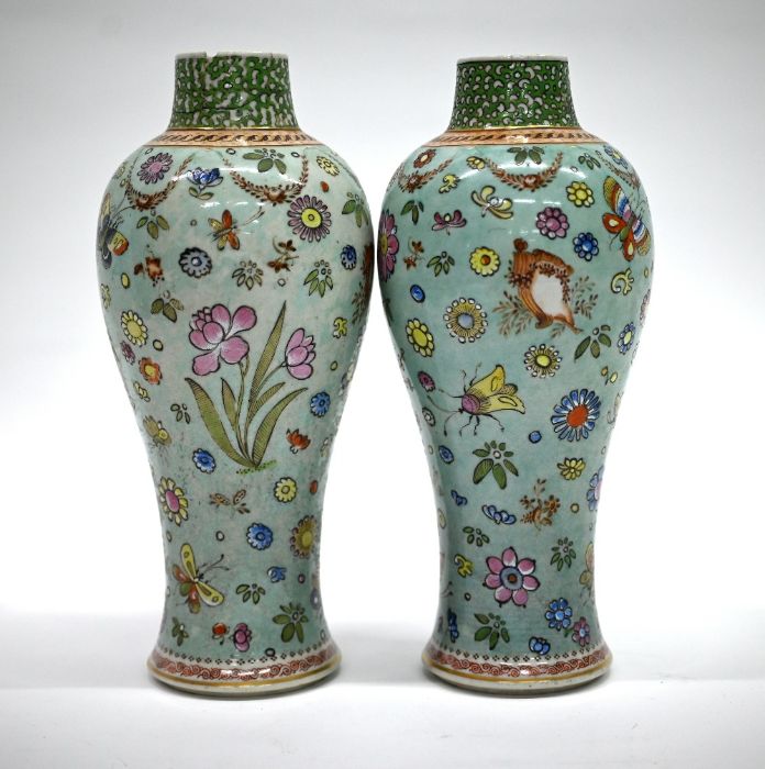 A pair of 18th century Chinese baluster vases, Qianlong period, Qing dynasty - Image 2 of 4