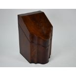 A George III boxwood string mahogany knife box