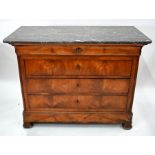 A 19th century French grey marble top mahogany commode