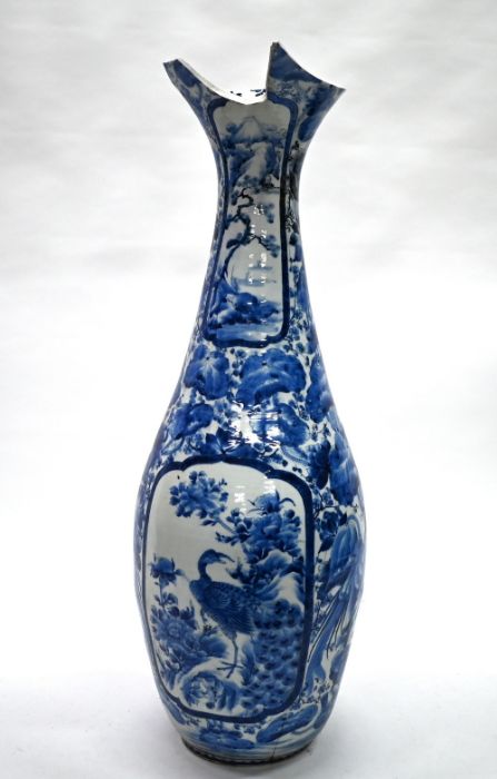 A large 19th century Japanese Arita blue and white floor vase - Image 2 of 4