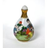 An early 20th century Chinese pear shaped porcelain snuff bottle and stopper
