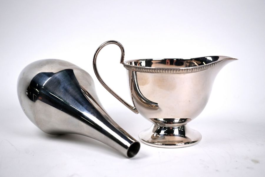 Georg Jensen stainless steel vase, epns salver and cream jug - Image 4 of 8