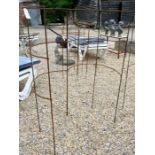 Pair of tall weathered steel curved garden frames (2)
