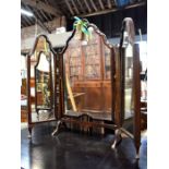 An antique Queen Anne style three fold dressing table mirror