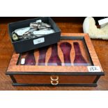 A Lubinski pipe case, to/w a collection of penknives